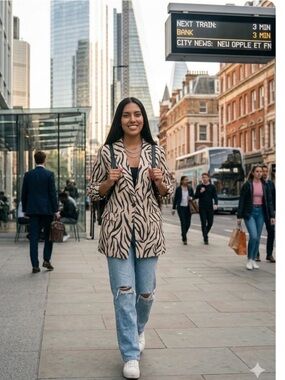 NWT Zara Black & White Zebra-Print Blazer